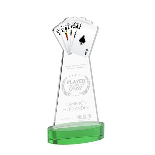 Awards and Trophies - Crystal Awards - Poker Green on Alberton Base Unique Crystal Award