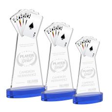 Poker Blue on Alberton Base Unique Crystal Award - Colored Crystal Awards