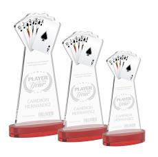 Poker Red on Alberton Base Unique Crystal Award - Colored Crystal Awards