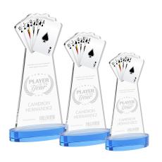 Poker Sky Blue on Alberton Base Unique Crystal Award - Awards and Trophies