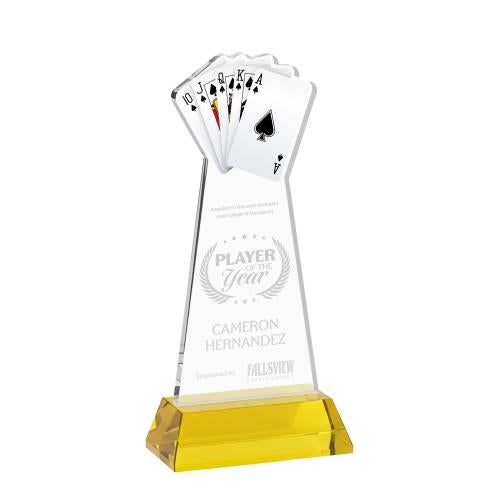 Awards and Trophies - Crystal Awards - Poker Gold on Hartford Base Unique Crystal Award