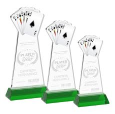 Poker Green on Hartford Base Unique Crystal Award - Colored Crystal Awards