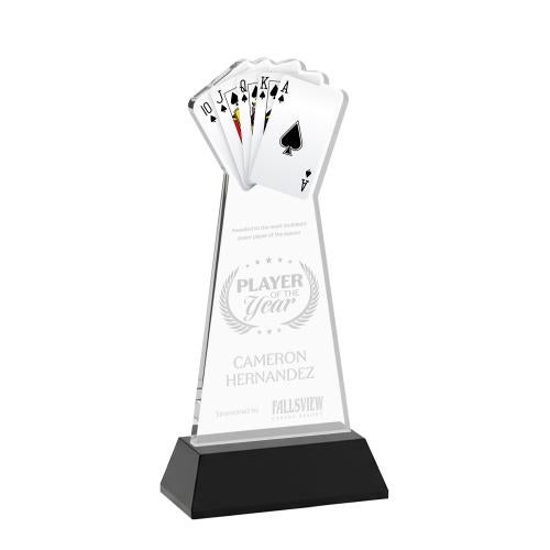 Awards and Trophies - Crystal Awards - Poker Black on Hartford Base Unique Crystal Award