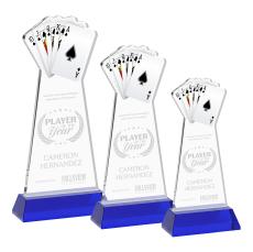 Poker Blue on Hartford Base Unique Crystal Award - Colored Crystal Awards