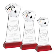 Poker Red on Hartford Base Unique Crystal Award - Colored Crystal Awards