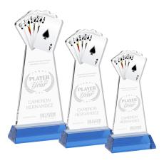 Poker Sky Blue on Hartford Base Unique Crystal Award - Awards and Trophies