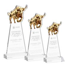 Raging Bull Clear Animals Crystal Award - Awards and Trophies