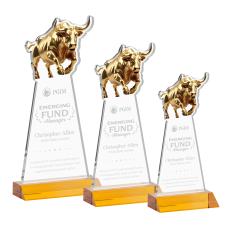 Raging Bull Amber Animals Crystal Award - Awards and Trophies