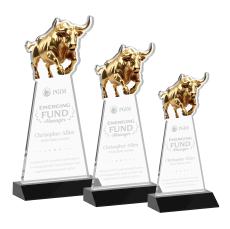 Raging Bull Black Animals Crystal Award - Awards and Trophies