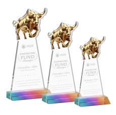 Raging Bull Prismatic Animals Crystal Award - Awards and Trophies