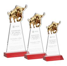 Raging Bull Red Animals Crystal Award - Awards and Trophies