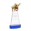 Raging Bull Blue on Alberton Base Animals Crystal Award