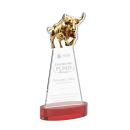 Raging Bull Red on Alberton Base Animals Crystal Award