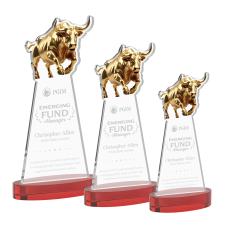Raging Bull Red on Alberton Base Animals Crystal Award - Awards and Trophies
