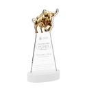 Raging Bull White on Alberton Base Animals Crystal Award