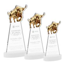Raging Bull White on Alberton Base Animals Crystal Award - Awards and Trophies