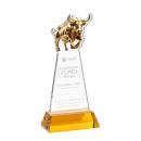 Raging Bull Amber on Hartford Base Animals Crystal Award