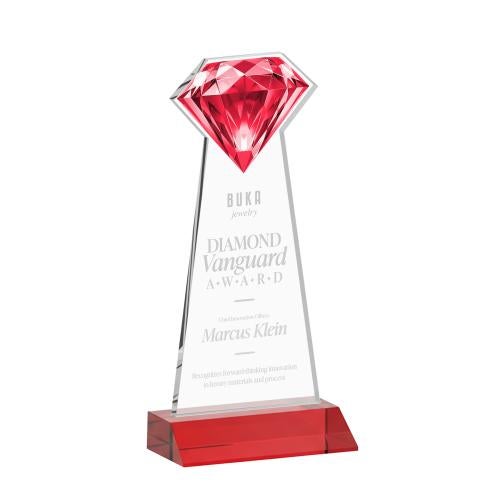 Awards and Trophies - Crystal Awards - Gemstone Red Crystal Award