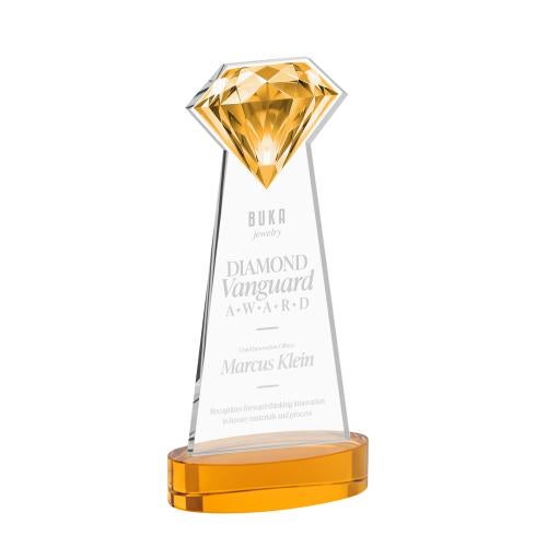 Awards and Trophies - Crystal Awards - Gemstone Amber on Alberton Base Crystal Award