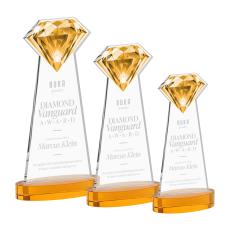 Gemstone Amber on Alberton Base Crystal Award - Crystal Awards