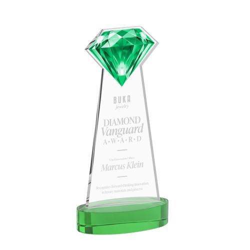 Awards and Trophies - Crystal Awards - Gemstone Green on Alberton Base Crystal Award