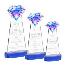 Gemstone Blue on Alberton Base Crystal Award - Colored Crystal Awards