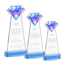 Gemstone Sky Blue on Alberton Base Crystal Award - Crystal Awards