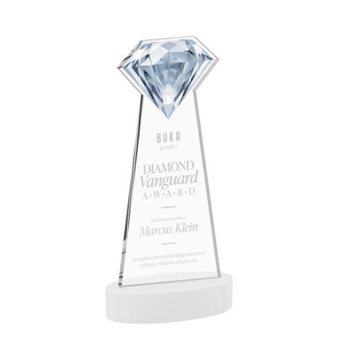Awards and Trophies - Crystal Awards - Gemstone White on Alberton Base Crystal Award