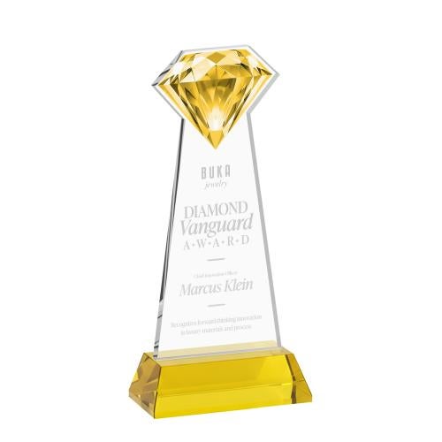 Awards and Trophies - Crystal Awards - Gemstone Gold on Hartford Base Crystal Award