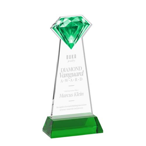 Awards and Trophies - Crystal Awards - Gemstone Green on Hartford Base Crystal Award