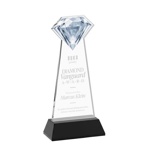 Awards and Trophies - Crystal Awards - Gemstone Black on Hartford Base Crystal Award