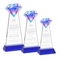 Gemstone Blue on Hartford Base Crystal Award - Colored Crystal Awards