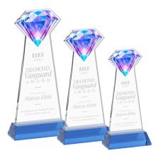 Gemstone Sky Blue on Hartford Base Crystal Award - Crystal Awards