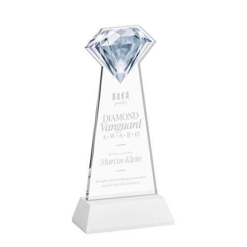 Awards and Trophies - Crystal Awards - Gemstone White on Hartford Base Crystal Award