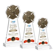 Fire Dept Full Color Clear Unique Crystal Award - Full Color Imprint