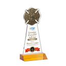 Fire Dept Full Color Amber Unique Crystal Award