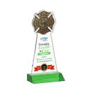 Fire Dept Full Color Green Unique Crystal Award
