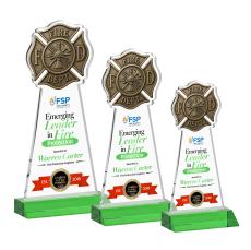 Fire Dept Full Color Green Unique Crystal Award - Full Color Imprint