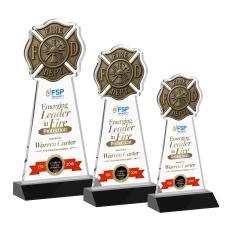 Fire Dept Full Color Black Unique Crystal Award - Full Color Imprint