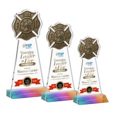 Fire Dept Full Color Prismatic Unique Crystal Award - Full Color Imprint