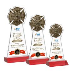Fire Dept Full Color Red Unique Crystal Award - Full Color Imprint