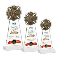 Fire Dept Full Color White Unique Crystal Award - Full Color Imprint