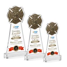 Fire Dept Full Color Clear on Alberton Base Unique Crystal Award - Full Color Imprint