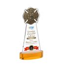 Fire Dept Full Color Amber on Alberton Base Unique Crystal Award