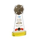 Fire Dept Full Color Gold on Alberton Base Unique Crystal Award