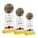 Fire Dept Full Color Gold on Alberton Base Unique Crystal Award