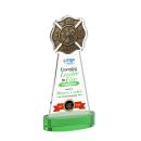 Fire Dept Full Color Green on Alberton Base Unique Crystal Award