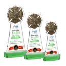 Fire Dept Full Color Green on Alberton Base Unique Crystal Award