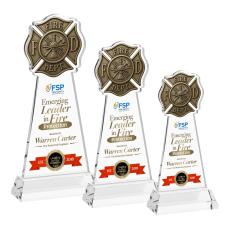 Fire Dept Full Color Clear on Hartford Base Unique Crystal Award - Full Color Imprint