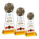 Fire Dept Full Color Amber on Hartford Base Unique Crystal Award